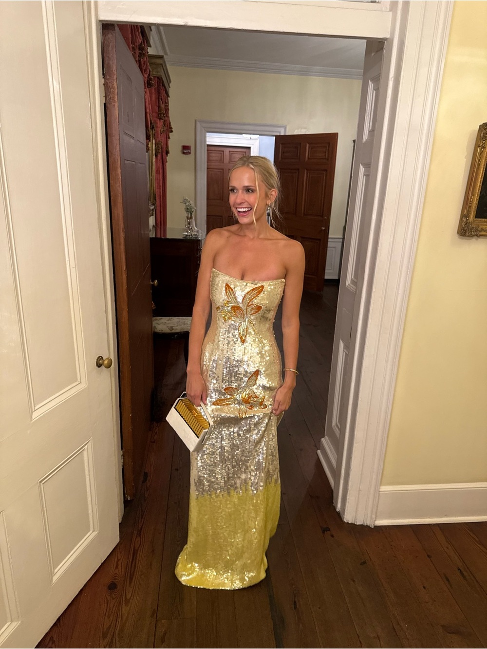 Markarian Esperanza gown Gold and Yellow Strapless Sequin Maxi Gown - Picture 4 of 4